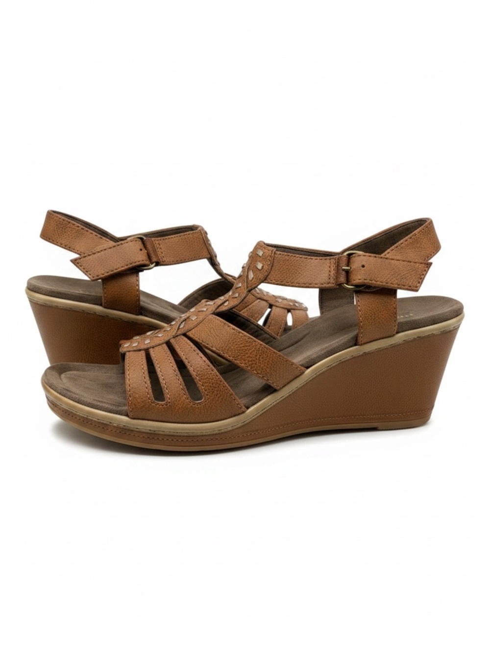 Natural Soul by Naturalizer Brown Comfort Wedge Sandals Women’s Size 8.5